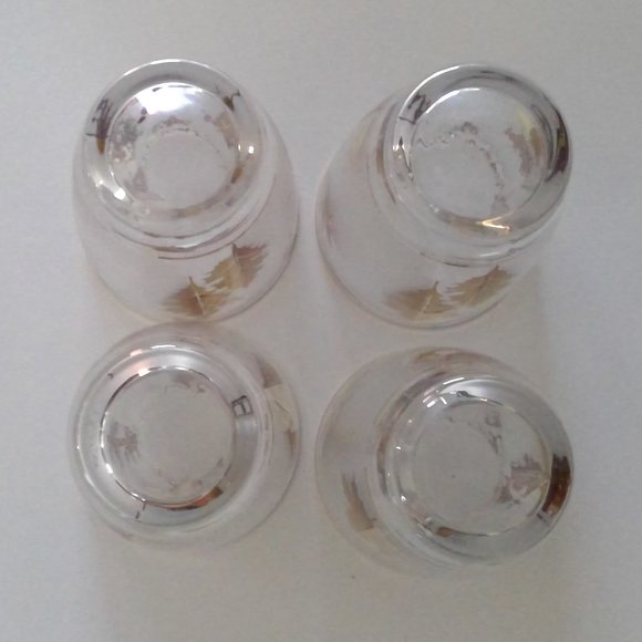 Vintage MCM Libbey Gold Foliage frosted leaf pattern glasses - Picture 7 of 12